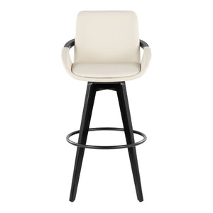 English Elm Fixed-height Swivel Barstools Upholstered Grey Fabric Black Wood Legs Kitchen Set of 2 B202S01897