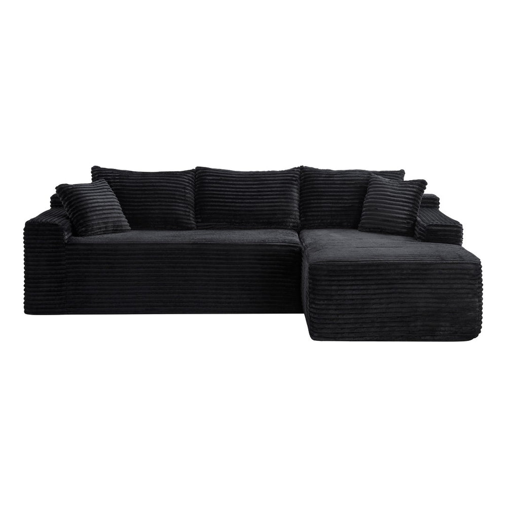 English Elm 94.5" Jumbo Corduroy Cloud Sectional Deep Seat L-shape Sofa for Living Rooms W5515P479894