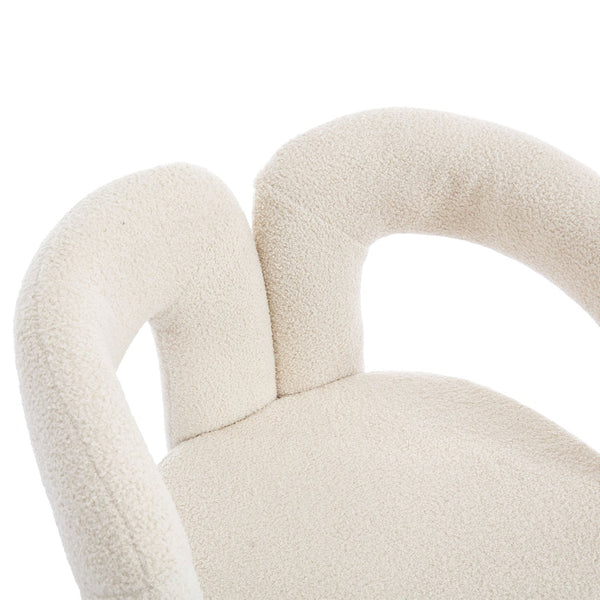 English Elm Contemporary Velvet Upholstered Barrel Accent Chair with Curved Support, Foam Seat, Steel Frame Finish Beige W395P224764