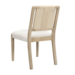 English Elm Christopher Knight Home® - Upholstered dining chair with woven rope backrest set of 2 - elegant curved weave, sturdy rubberwood frame and easy assembly Beige,Natural Ash N771P361494A