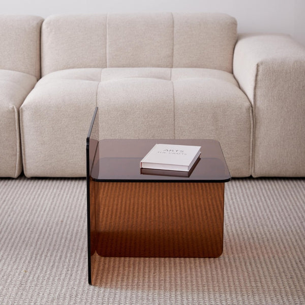 English Elm Tempered Brown Glass Side Table - Elegant, Multi-Purpose Tea Table For Home, Office, Or Events W1718P255033-GIGA
