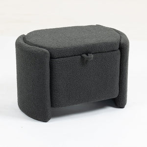 English Elm Mid Mid Century Modern Velvet Accent Chair with Wood Frame, Storage Ottoman, Cozy Reading Seat Grey W547P299474