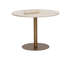 Sunpan ISKA Bistro Table - Elegant Round Marble Top with Polished Stainless Steel Pedestal for Small Spaces 112125