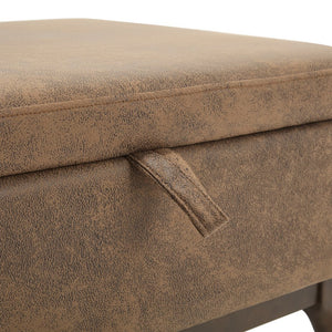 English Elm Mid-century square storage bench with solid wood frame, microfiber upholstery, versatile ottoman seat and tabletop functionality for living room and entryway appeal Coffee W1539P269650