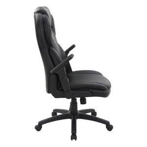 OSP Home Furnishings Exec High Back Bonded Leather Office Chair with Lumbar Support and Flip Arm Rests EC91150-EC3
