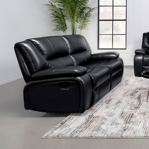 English Elm Elodie Black Upholstered Motion Reclining Loveseat - Modern Comfort With Plush Arms & Elegant Design B062P354076