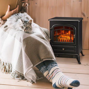 English Elm Homcom 22" Electric Fireplace Heater With Realistic Led Flames, Two Heat Settings & Safety Features W2225P249852