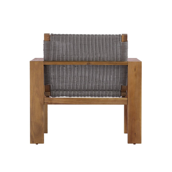 English Elm Outdoor Acacia Wood Patio Club Chairs Set of 2 with Wicker Backrest Teak Finish N772P384650T