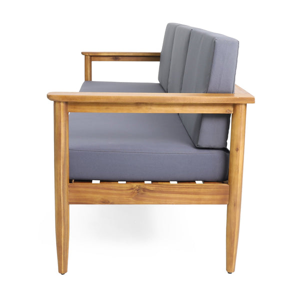 English Elm Christopher Knight Home® - GAVIN Dark Grey 3-Seater Sofa - Acacia Wood Frame, Water-Resistant Cushions, Slat Design, 76.5" 67310.00DGRY