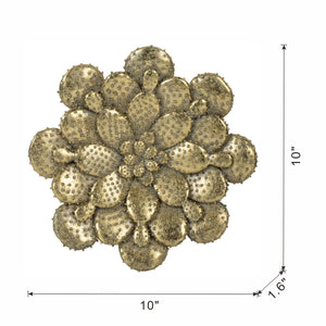 English Elm D10X1.6" Gleaming Succulent Wall Plaque Set - Modern Gold Accents For Elegant Home Decor Display W2078P223123