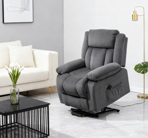 English Elm Electric Power Lift Recliner with Massage Heat Velvet Upholstery and Usb Charging T3971P412308