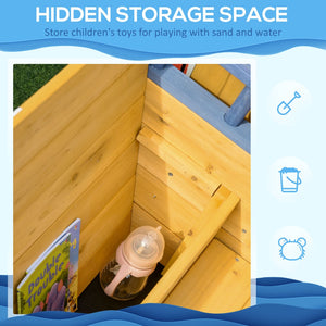 English Elm Outsunny Cedar Wood Pirate Ship Sandbox with Bench Seating and Storage for Kids W2225P217337