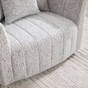English Elm 39"w Chenille Barrel Swivel Chair Tufted Pumpkin Silhouette Cozy Reading Accent Seat White+Black W3118S00039
