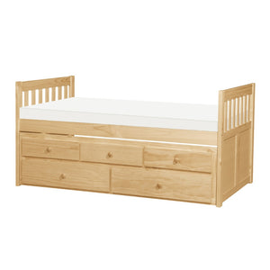 English Elm Twin/twin Trundle Captain Bed Solid Pine with Storage Drawers for Youth Bedrooms B011S02454