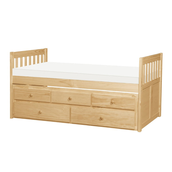 English Elm Twin/twin Trundle Captain Bed Solid Pine with Storage Drawers for Youth Bedrooms B011S02454