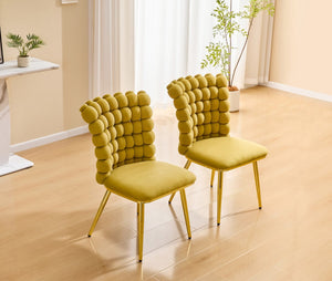 English Elm Ergonomic Velvet Accent Chair Tufted Bubble Weave Gold Legs Glam Seating W3875P446138