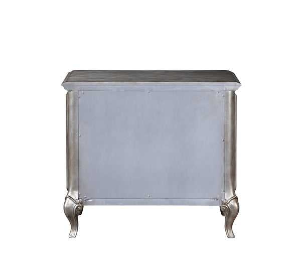 English Elm Esteban Antique Champagne Nightstand with Mirrored Fronts, Felt-Lined Drawer, Crystal Knobs B2726P257373