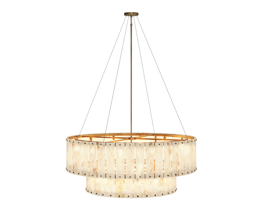 Sunpan Apsara Chandelier - Exquisite Two-tier Alabaster Light Fixture For Grand Spaces, Unique Design Cream Alabaster 111489