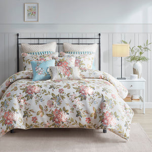 Madison Park Signature Carolyn Cottage/Country 9 Piece Floral Jacquard Comforter Set MPS10-493 Ivory