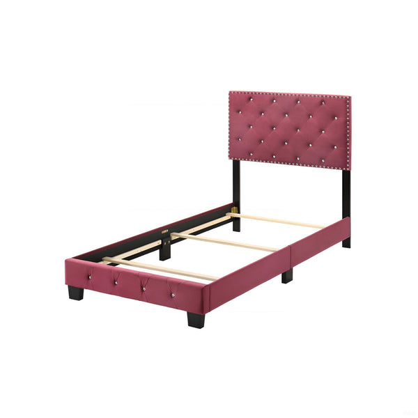 English Elm Charming Velvet Twin Bed with Hidden Storage Drawers, Casual Solid Frame, Easy Assembly Comfort Cherry 24.6 L x 44 W x 5.5 H B078108012