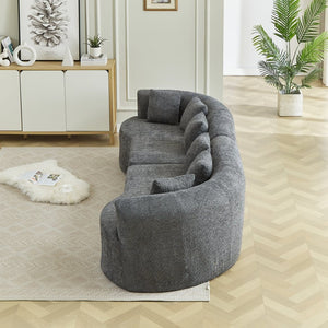 English Elm Curved Chenille Sectional Sofa Oversized Four Seat Cloud Foam Living Room Lounge W3505P355583