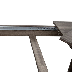 English Elm Dining Extendable Table 106.5" Long Family Dining Table for Small Spaces Melamine Woodgrain Top Dark Oak W331S00176