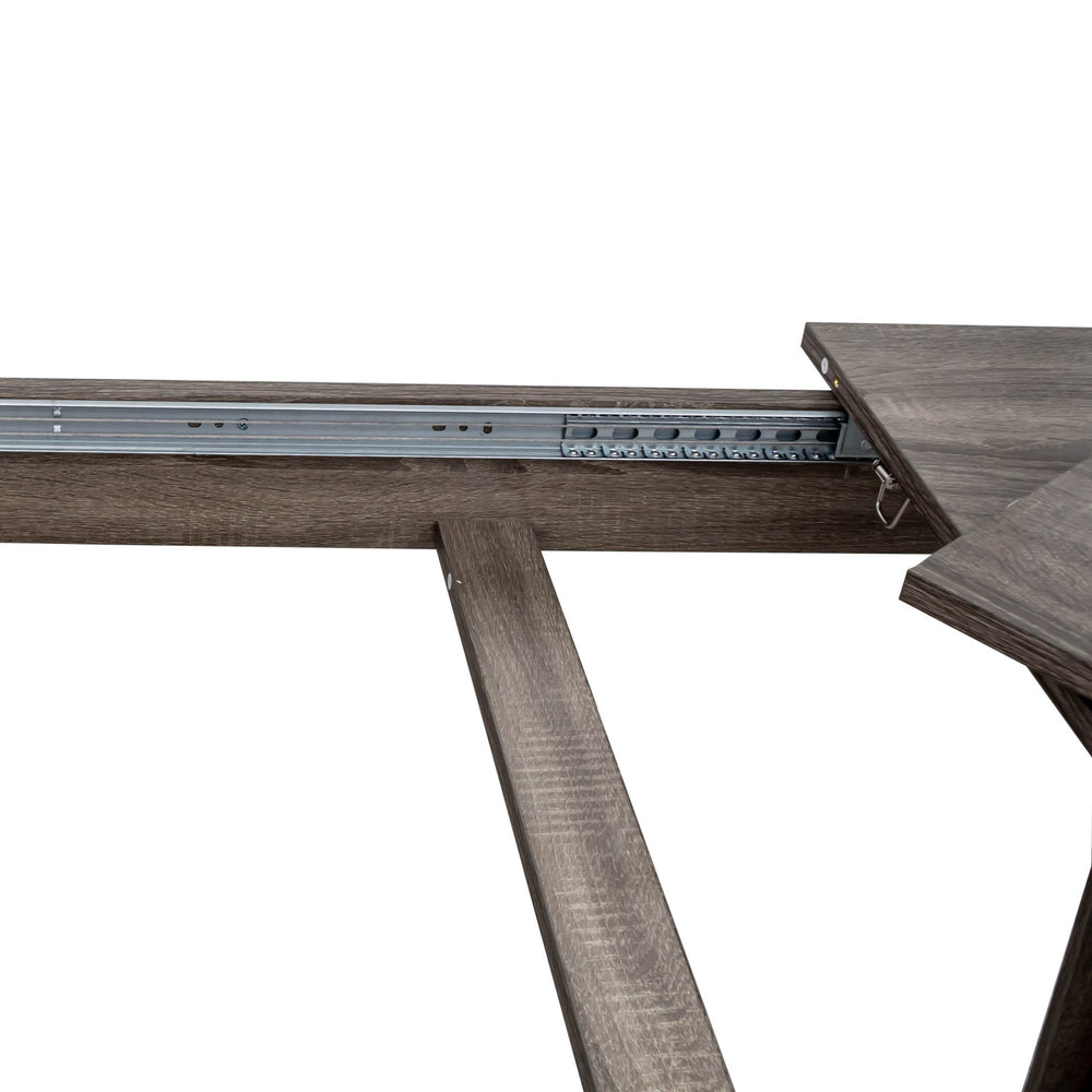 English Elm Dining Extendable Table 106.5" Large Melamine Woodgrain Top, Sturdy 110lb Capacity for Family Meals Dark Oak W331S00176