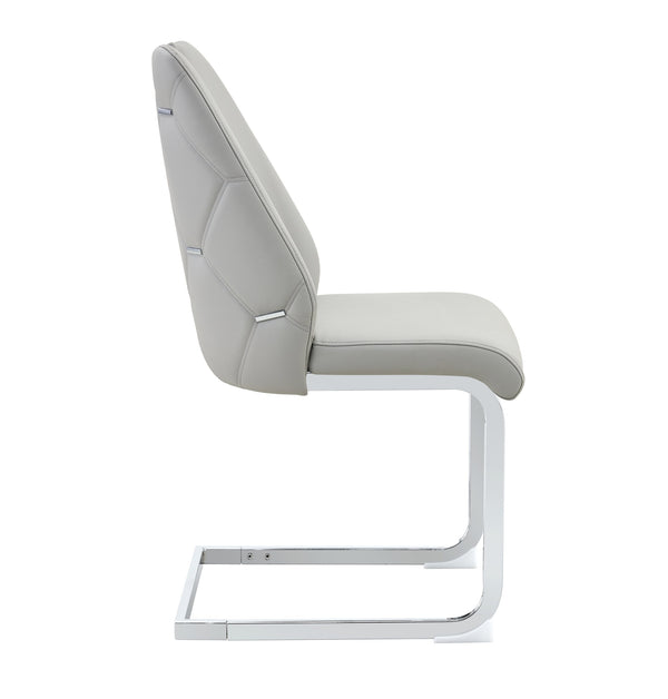 English Elm Dining Chairs Set Of 2 - Light Gray Faux Leather With Gold Mesh, Chrome Accents & Comfort Design W3493P359742