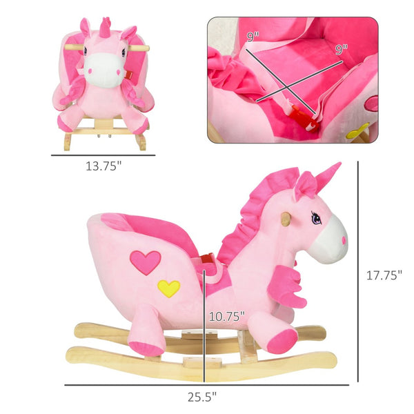 English Elm Qaba Plush Rocking Horse Toy with Galloping Sounds Sturdy Metal Frame for Toddlers W2225P217694