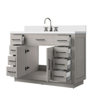 English Elm White Oak Single-Sink Vanity With Cultured Marble Top, Chrome Faucet, Soft-Close Features & Storage B2731P257727-GIGA