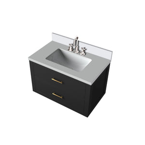 English Elm Black Single Bath Vanity With Cultured Marble Top & Faucet Set – Modern Storage Solution For Your Bathroom B2731P257918