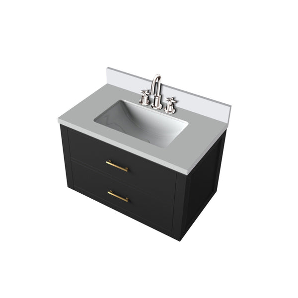 English Elm Black Single Bath Vanity With Cultured Marble Top & Faucet Set – Modern Storage Solution For Your Bathroom B2731P257918