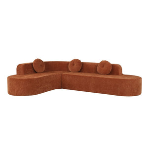 English Elm 122'' Curved L-shaped Sectional Sofa Chenille Upholstery Pocket Spring Living Room Seating Orange N760S0000049G
