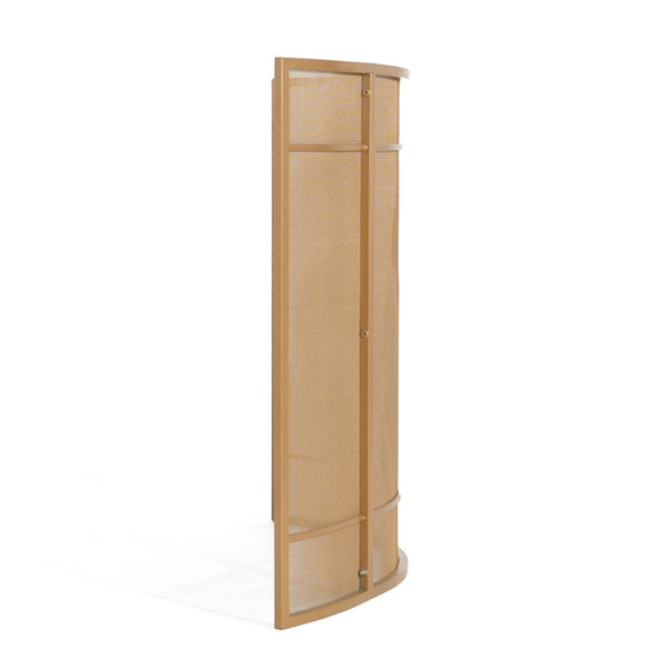 English Elm Regina Curved Iron Fireplace Screen with Welded Grid for Modern Minimalist Interiors Golden N775P386929G
