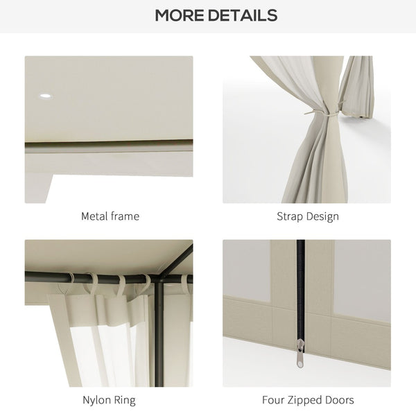 English Elm Outsunny 9.6' X 11.6' Elegant Patio Gazebo - 2-Tier Roof, Mesh Netting, Steel Frame For Backyard Bliss W2225P200435-GIGA