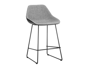 Sunpan Mccoy Counter Stool - Stylish Two-Toned Design with Faux Leather, Black Steel Legs for Modern Dining November Grey / Nightfall Black