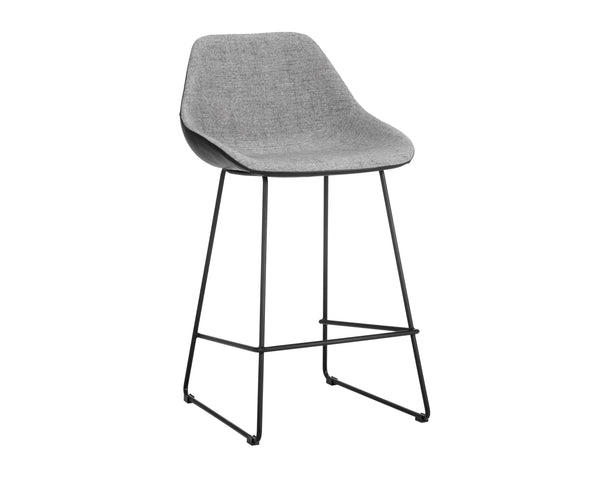 Sunpan Mccoy Counter Stool - Stylish Two-Toned Design with Faux Leather, Black Steel Legs for Modern Dining November Grey / Nightfall Black