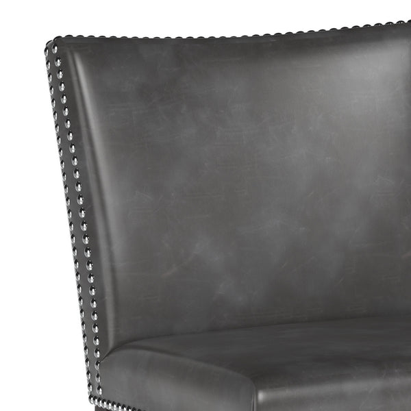 Sunpan Vintage Barstool with Silver Nailheads - Chic Faux Leather Design for Stylish Dining Spaces Overcast Grey