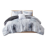 Intelligent Design Cassiopeia Modern/Contemporary Watercolor Tie Dye Printed Comforter Set with Throw Pillow ID10-2387 Charcoal