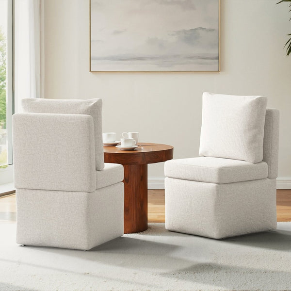 English Elm Armless Corduroy Accent Chair with Dense Cushion for Bedroom or Living Room T3623P430761