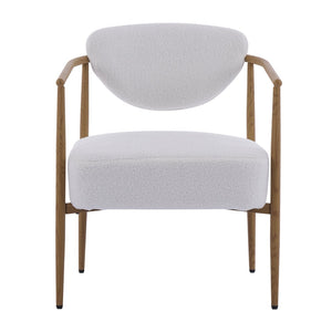 English Elm Beige Woven Fabric Dining Chair Set of Two with Wood Grain Iron Frame for Any Room W3149S00006