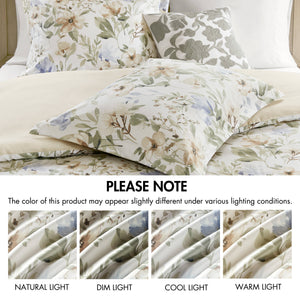 English Elm 5PCS King/Cal King Cotton Sateen Duvet Set 300TC 100% Cotton Print with Shams & Decorative Pillows B035P341179