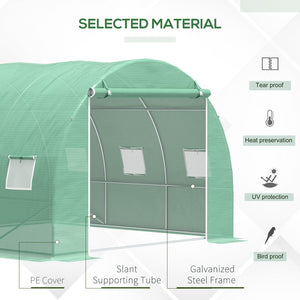 English Elm Outsunny Walk-in Hoop Greenhouse Steel Frame Pe Cover with Mesh Ventilation Windows W2225P217786