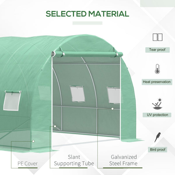 English Elm Outsunny Walk-in Hoop Greenhouse Steel Frame Pe Cover with Mesh Ventilation Windows W2225P217786