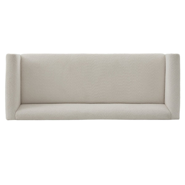 English Elm Modern Boucle Three Seat Sofa with Rubberwood Legs Pocket Spring Support Living Room Oatmeal N763P403678D