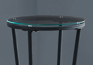 English Elm Accent hammered metal accent table with tempered glass top — modern black side end plant stand B2710P219263