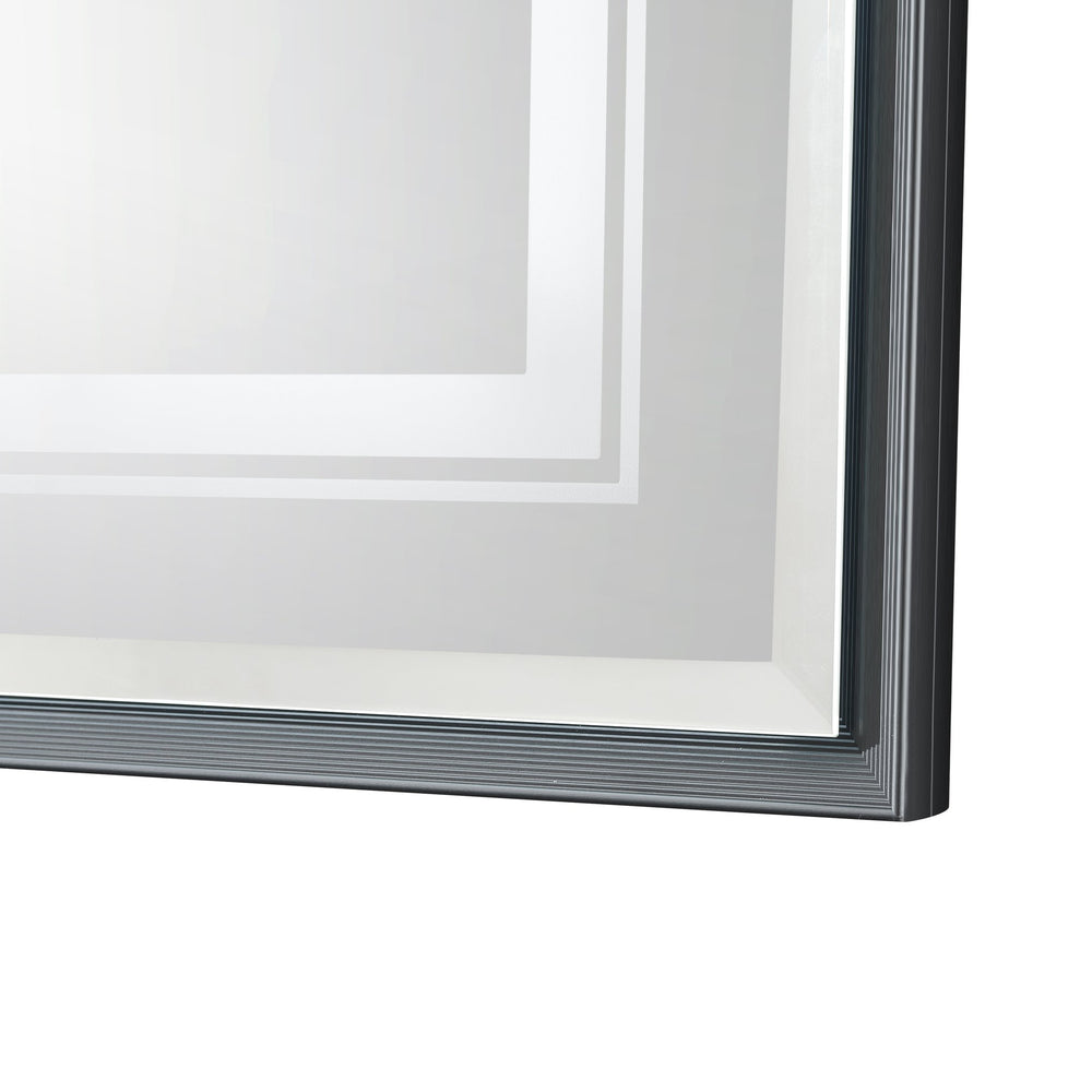 English Elm 40*30inch LED Bathroom Mirror with Beveled Edge, Front & Backlit 3-Color Dimmable IP54 Anti-Fog Grey W2091P214096