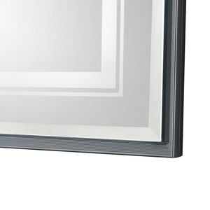 English Elm 40*30inch LED Bathroom Mirror with Beveled Edge, Front & Backlit 3-Color Dimmable IP54 Anti-Fog Grey W2091P214096