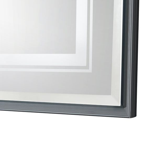 English Elm 40*30inch LED Bathroom Mirror with Beveled Edge, Front & Backlit 3-Color Dimmable IP54 Anti-Fog Grey W2091P214096