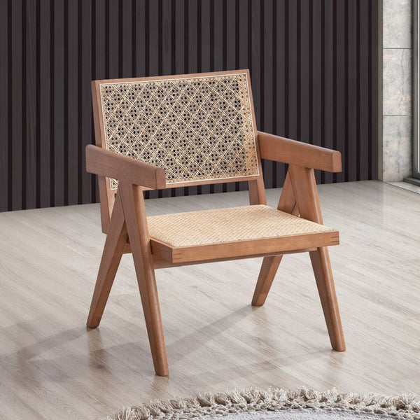 English Elm Casual Rattan Accent Chair 24"W x 26"D Mid-Century Natural Finish Compact Stylish Seating for Home B2741P333932